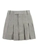 Bottega Veneta Knotted Melange Pleated Skirt In Brown