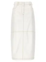 Brunello Cucinelli Denim Long Skirt In White