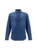 Brunello Cucinelli Shirt In Denim Scuro+198