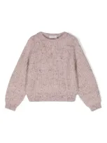 Brunello Cucinelli Kids' Speckle-knit Sweater In Pink