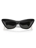 Burberry Beveled Acetate & Plastic Cat-eye Sunglasses In Dark Grey