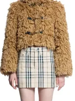 Burberry Buckle Detailed Cropped Jacket In Brown