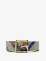 Burberry Check B Buckle Belt In Lichen