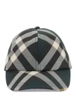 Burberry Check Baseball Cap In Green