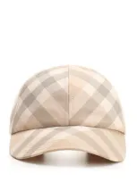 Burberry Check Baseball Hat In Beige