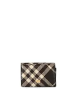 Burberry "check" Compact Wallet In Black