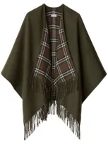 Burberry Reversible Check Wool Cape In Green