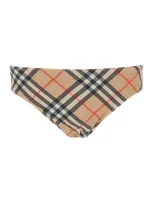 Burberry Checked Drawstring Swim Shorts In Brown