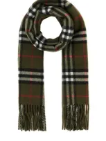 Burberry Checked Fringed Scarf In Multicolor