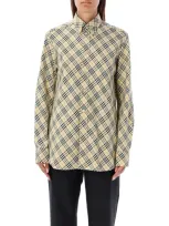 Burberry Checked Oversized Shirt In Neutrals