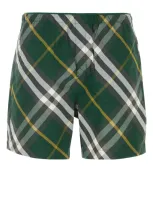 Burberry Check Swim Shorts In Green