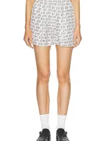 Burberry B Silk Shorts In Silver/white