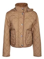 Burberry Beige Diamond-quilted Jacket In Brown