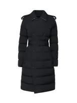 Burberry Belted Double-breasted Down Trench Coat In Black