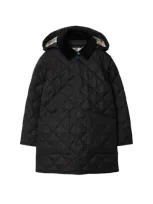 Burberry Kids' Corduroy-collar Quilted Jacket In Black