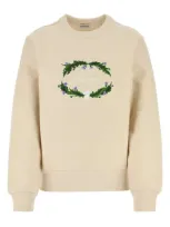 Burberry Logo Embroidered Crewneck Sweatshirt In Beige