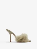 Burberry Shearling B Minnie Mules In Field