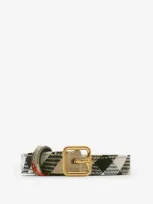 Burberry Thin Check B Buckle Belt In Sand