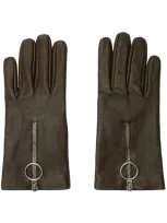 Burberry Zipped Leather Gloves In Loch