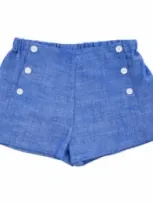 Busy Bees Babies'  Sailor Button Shorts In Blue Chambray