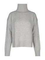 Calvin Klein Cashmere Blend High-neck Sweater In Lightgreyheather