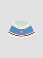 Casablanca Crochet Cotton Hat In Blue Multi