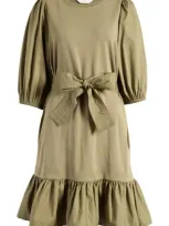 Caslonr Caslon(r) Mixed Media Sweatshirt Dress In Olive Burnt