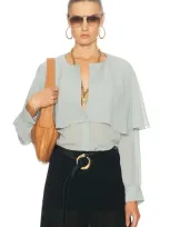 Chloé Cape Top In Desert Green