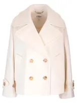 Chloé Oversized Double-breasted Short Coat In White