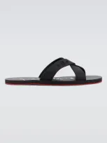 Christian Louboutin Loubi Cross Rubber Slides In Black