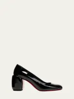 Christian Louboutin Minny Patent Red Sole Pumps In Blacklin Black