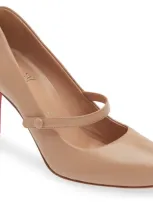 Christian Louboutin Pumppie Round Toe Mary Jane Pump In N295 Nudelin Nude