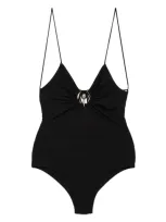 Christopher Esber Ruched Orbit Swimsuit In Black