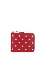 Comme Des Garçons Mini Leather Wallet In Red