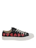 Comme Des Garçons Play Low Top Sneakers In Black With Heart Print