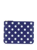 Comme Des Garçons Comme Des Garcons Wallet Polka Dots Pouch In 蓝白色