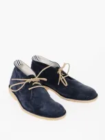 Corneliani Id Suede Desert Boots With Crepe Sole In Blue