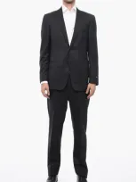 Corneliani Virgin Wool Mantua Suit With Side Splits In Black