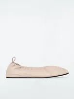 Cos The Ruched Leather Ballet Flats In Beige