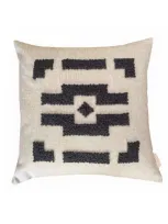 Cotton Tree Punch Needle Pillow In Natural/charcoal