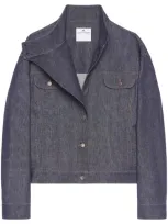 Courrèges Motorcycle Denim Jacket In Grey