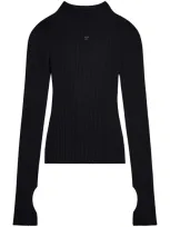 Courrèges Logo-embroidered Ribbed Jumper In Black