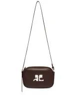 Courrèges Reedition Leather Shoulder Bag In Brown