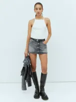 Courrèges Trucker Denim Mini Skirt In Grey