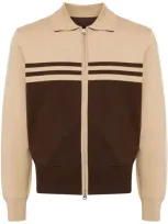 Croquis Contrast Zip-up Cardigan In Brown