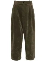 Croquis Retro Corduroy Loose Straight-leg Trousers In Green