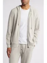 Daniel Buchler Waffle Texture Zip Hoodie In Sand