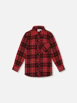 Deux Par Deux Baby Boy's Long Sleeve Button Down Flannel Shirt Plaid Black And Red In Red Plaid