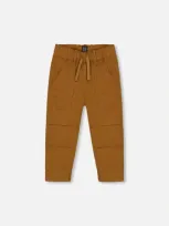 Deux Par Deux Baby Boy's Stretch Twill Pleated Knee Jogger Pants Caramel Brown In Chipmunk