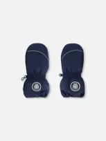 Deux Par Deux Kids'  Baby Unisex Solid Mittens Navy In Blue